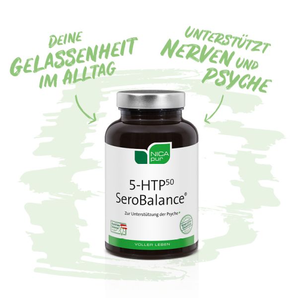 5-HTP50 SeroBalance® - Zur Unterstützung deiner Psyche und Nerven - Reinsubstanzen, Glutenfrei, Laktosefrei, Vegan