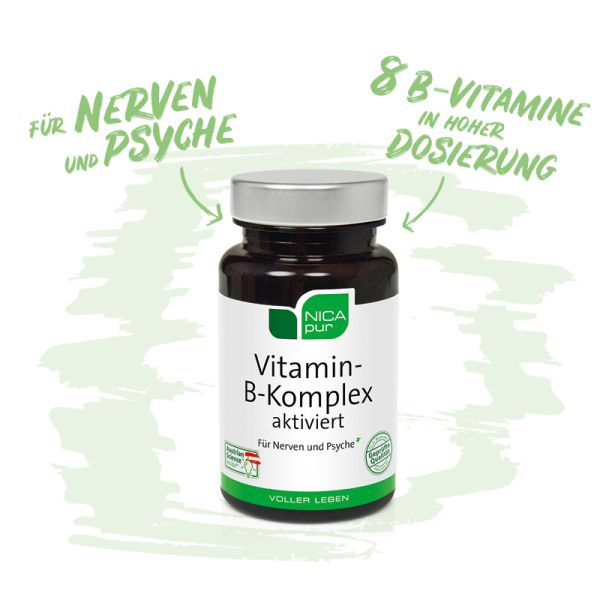 Vitamin-B-Komplex aktiviert- Für deine Nerven und Psyche mit 8 B-Vitaminen in hoher Dosierung - Reinsubstanzen, Glutenfrei, Laktosefrei, Fruktosefrei, Vegan