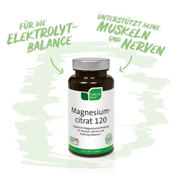Magnesiumcitrat 120 - Unterstützt deine Muskeln und Nerven - im Körper rasch verfügbar!